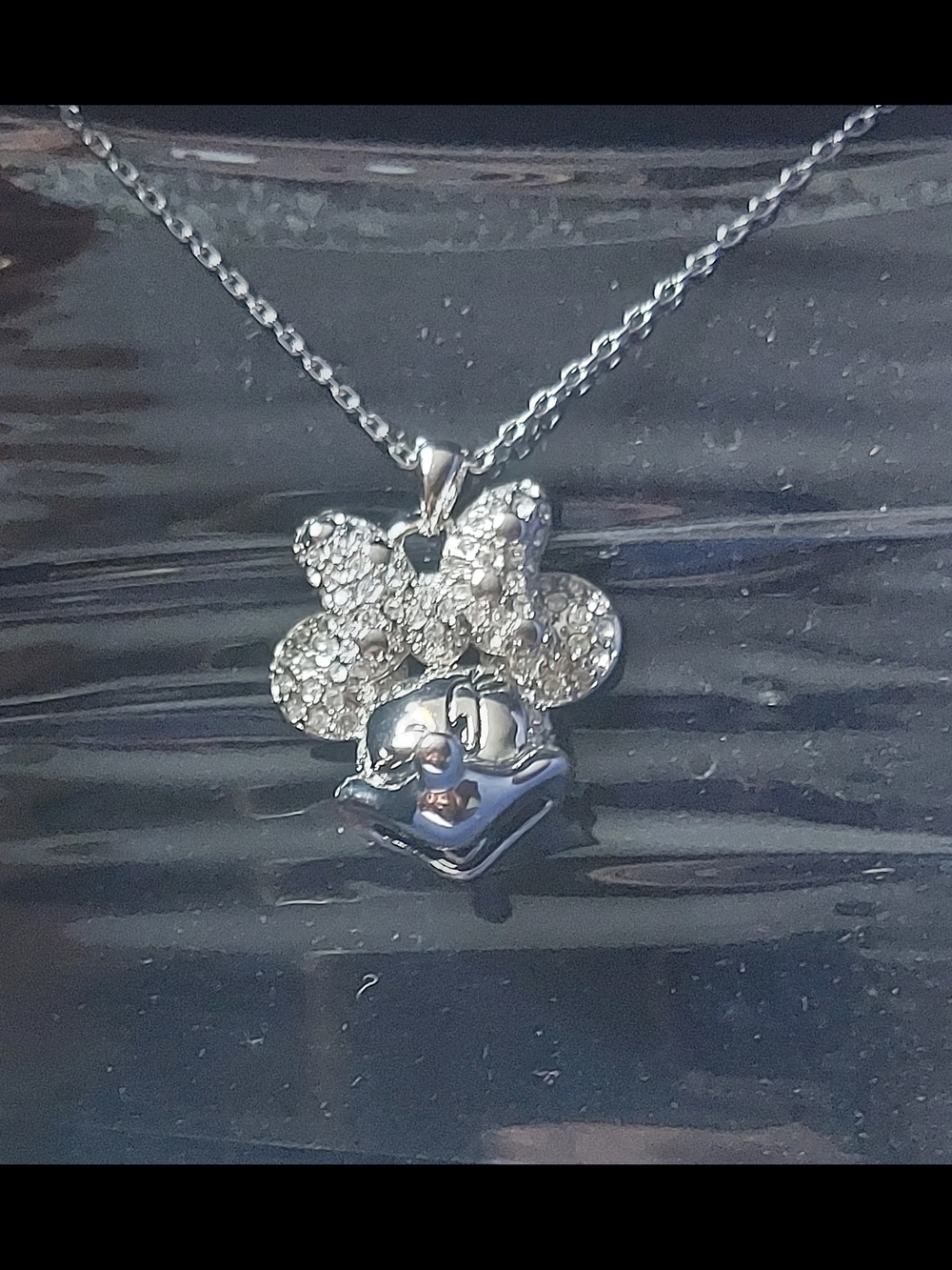 Swarovski Disney 100th AnniSilver Crystal Bow Pendant Necklace - Women's Jewelry